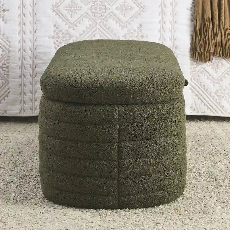 Upholstered Boucle Sherpa Storage Bench