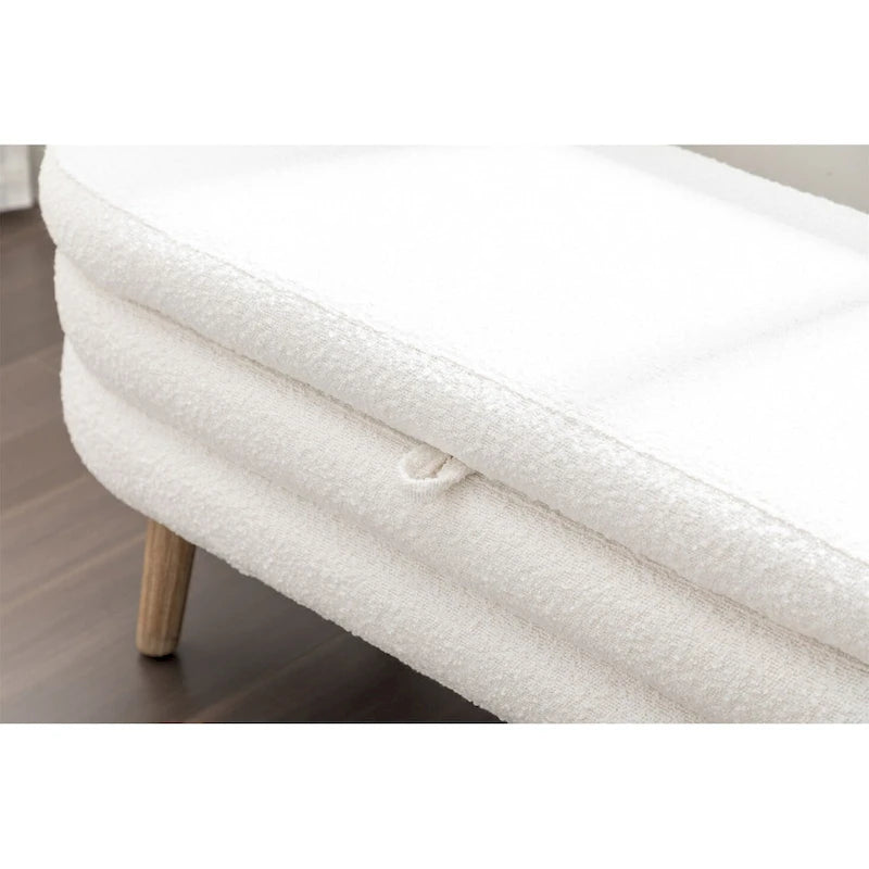Boucle Fabric Storage Bench