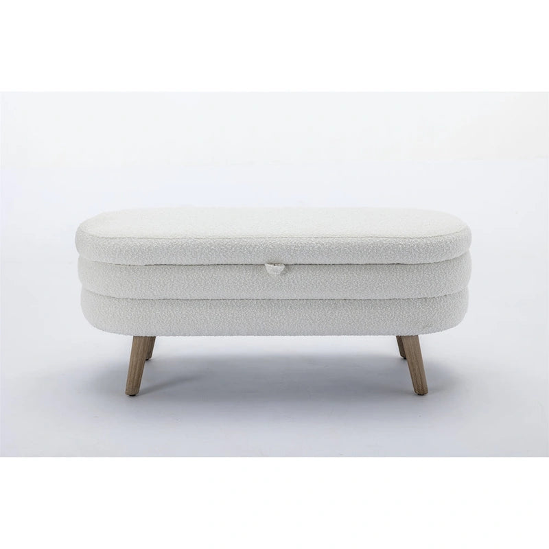 Boucle Fabric Storage Bench
