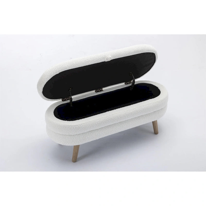 Boucle Fabric Storage Bench