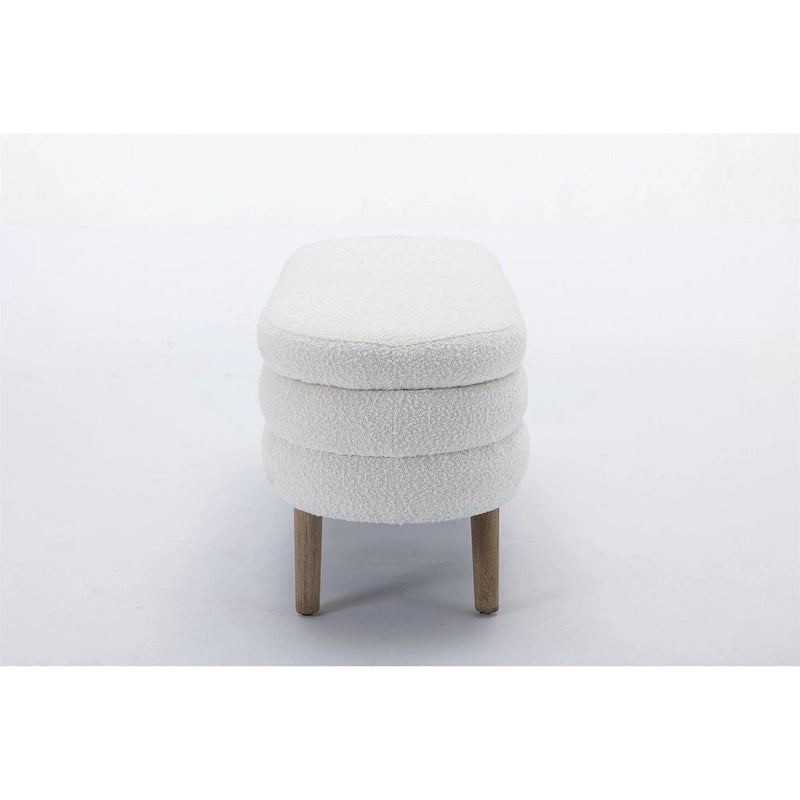 Boucle Fabric Storage Bench