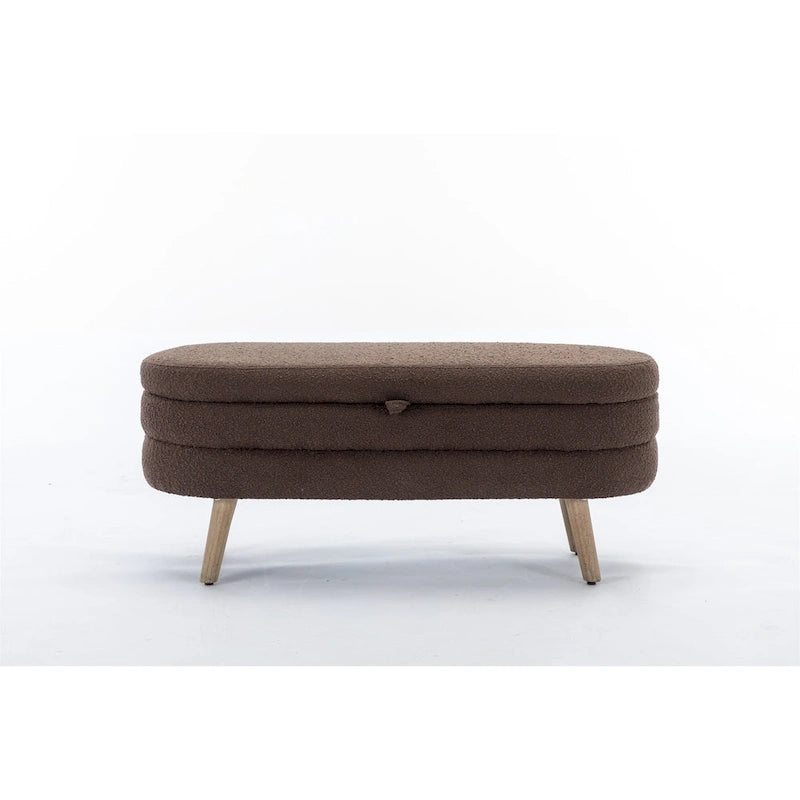 Boucle Fabric Storage Bench