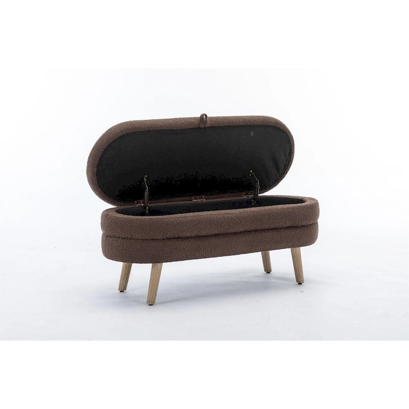 Boucle Fabric Storage Bench