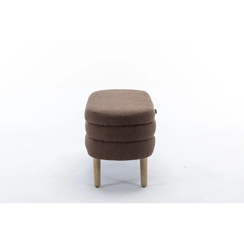 Boucle Fabric Storage Bench