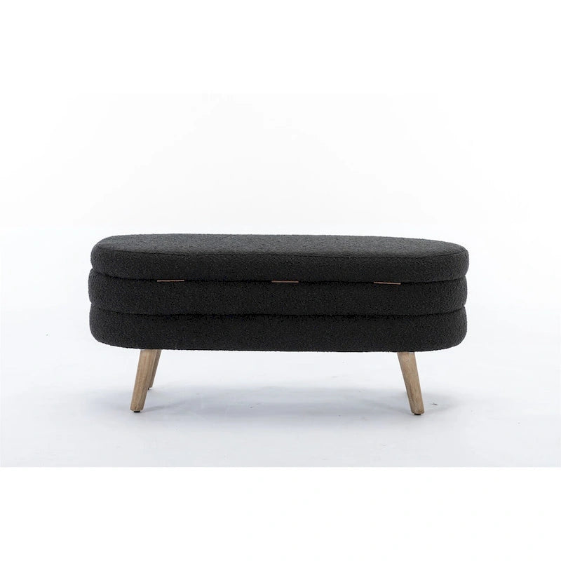 Boucle Fabric Storage Bench