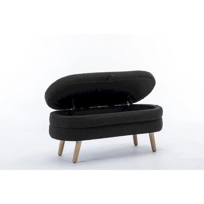Boucle Fabric Storage Bench