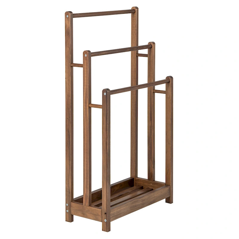 Gymax 3-Bar Freestanding Towel Rack w/ Bottom Storage Shelf