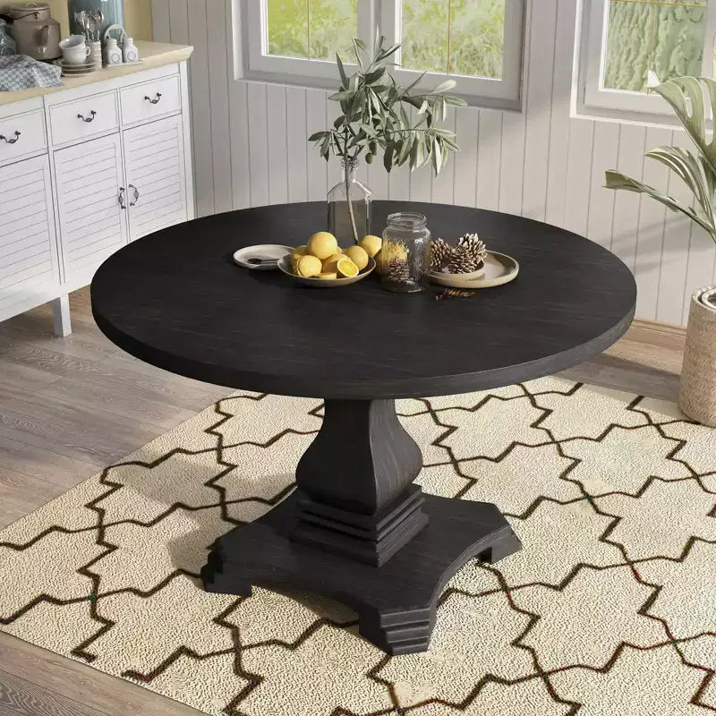 HOMES: Inside + Out 48" Villa Rustic Round Dining Table Antique Black