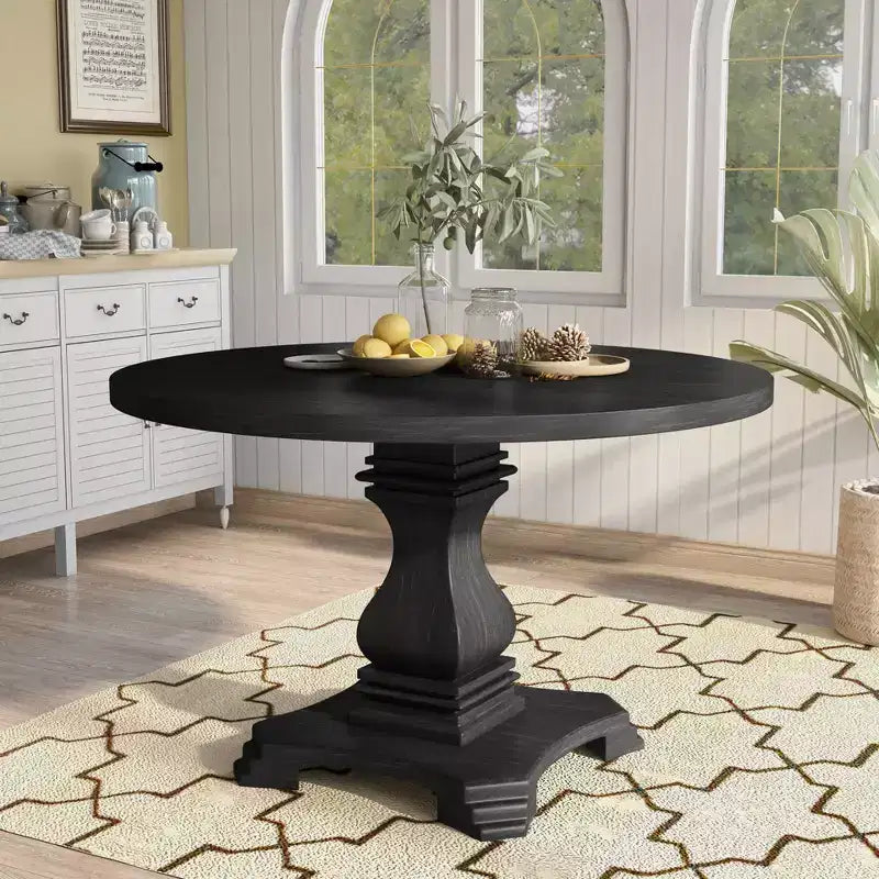 HOMES: Inside + Out 48" Villa Rustic Round Dining Table Antique Black