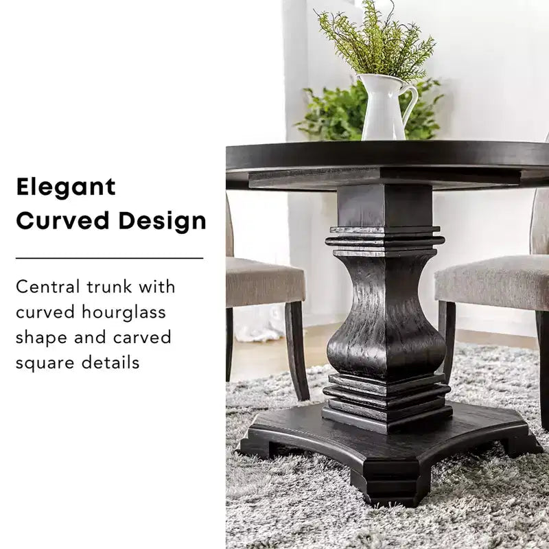 HOMES: Inside + Out 48" Villa Rustic Round Dining Table Antique Black