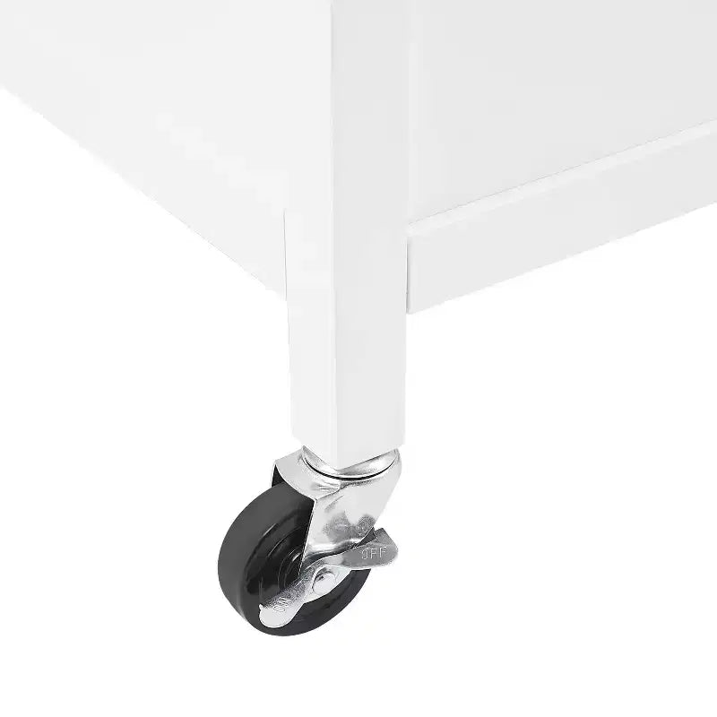 Crosley Soren Stone Top Kitchen Island/Cart White: Rolling Cart with Storage, 2 Shelves, 3 Drawers, Traditional Style