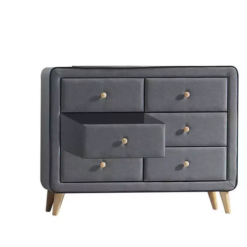 43" Valda Dresser Light Gray Fabric - Acme Furniture: Bedroom Storage with 6 Drawers, Metal Glides