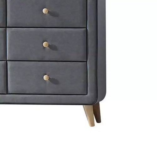 43" Valda Dresser Light Gray Fabric - Acme Furniture: Bedroom Storage with 6 Drawers, Metal Glides