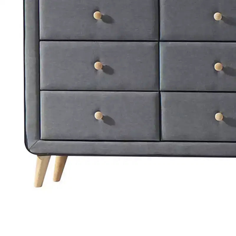 43" Valda Dresser Light Gray Fabric - Acme Furniture: Bedroom Storage with 6 Drawers, Metal Glides