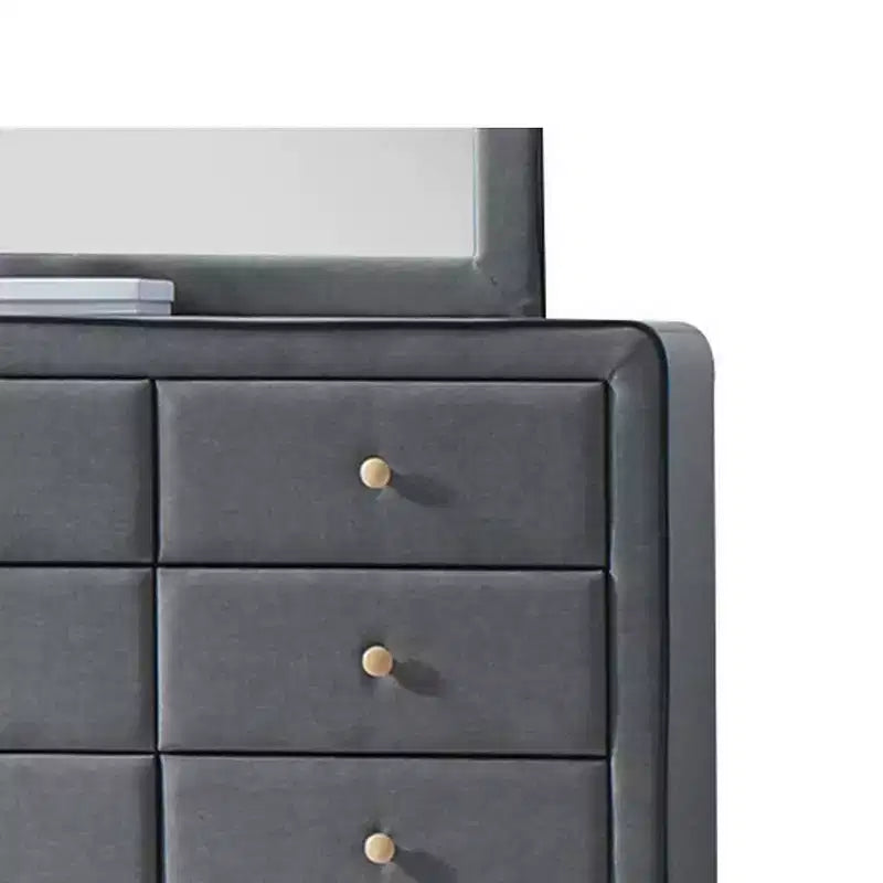 43" Valda Dresser Light Gray Fabric - Acme Furniture: Bedroom Storage with 6 Drawers, Metal Glides