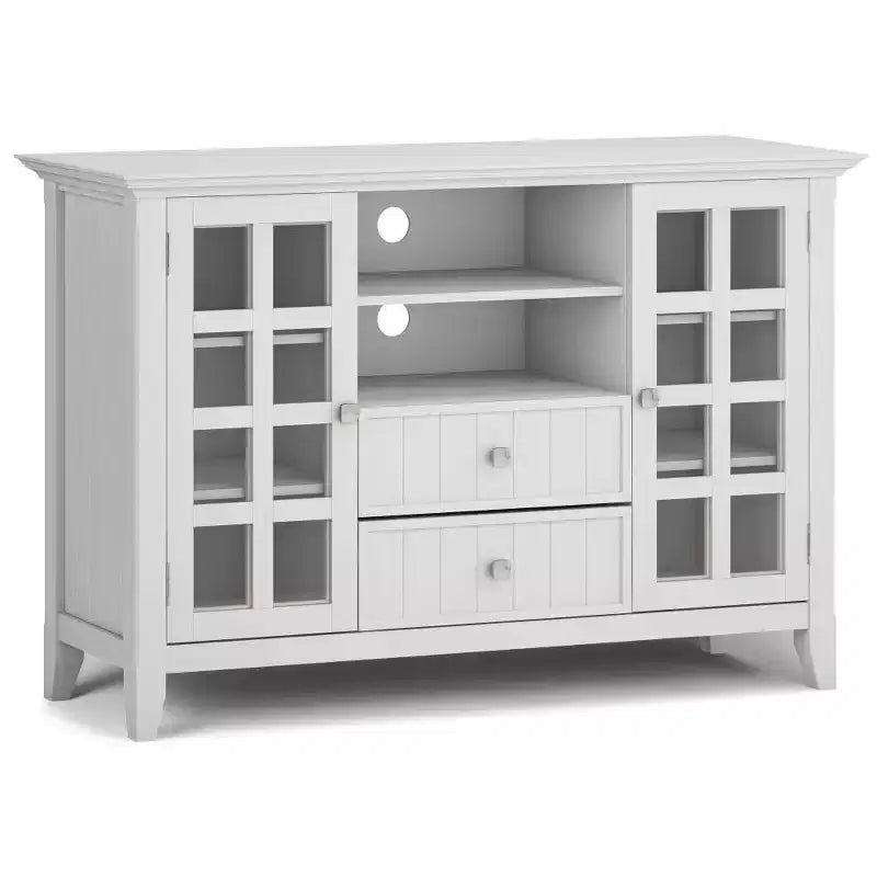 Normandy Tall TV Stand for TVs up to 60" White - WyndenHall: Adjustable Shelves, Pine & Plywood, Media Storage