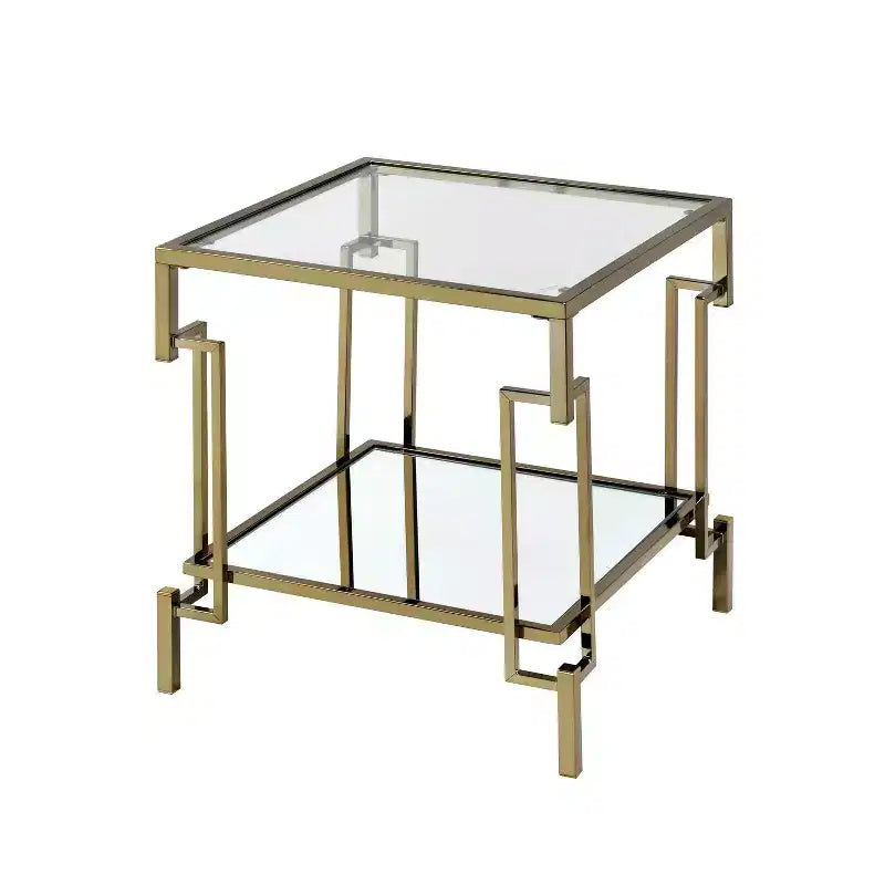 Costa Mesa Square Glass Top Contemporary End Table Champagne - miBasics