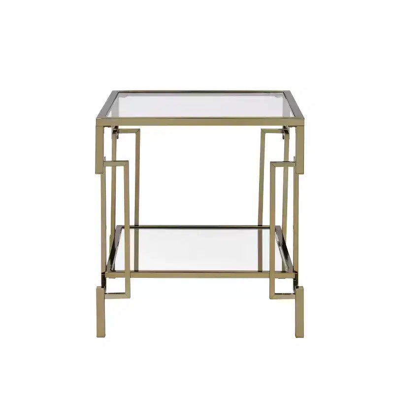 Costa Mesa Square Glass Top Contemporary End Table Champagne - miBasics