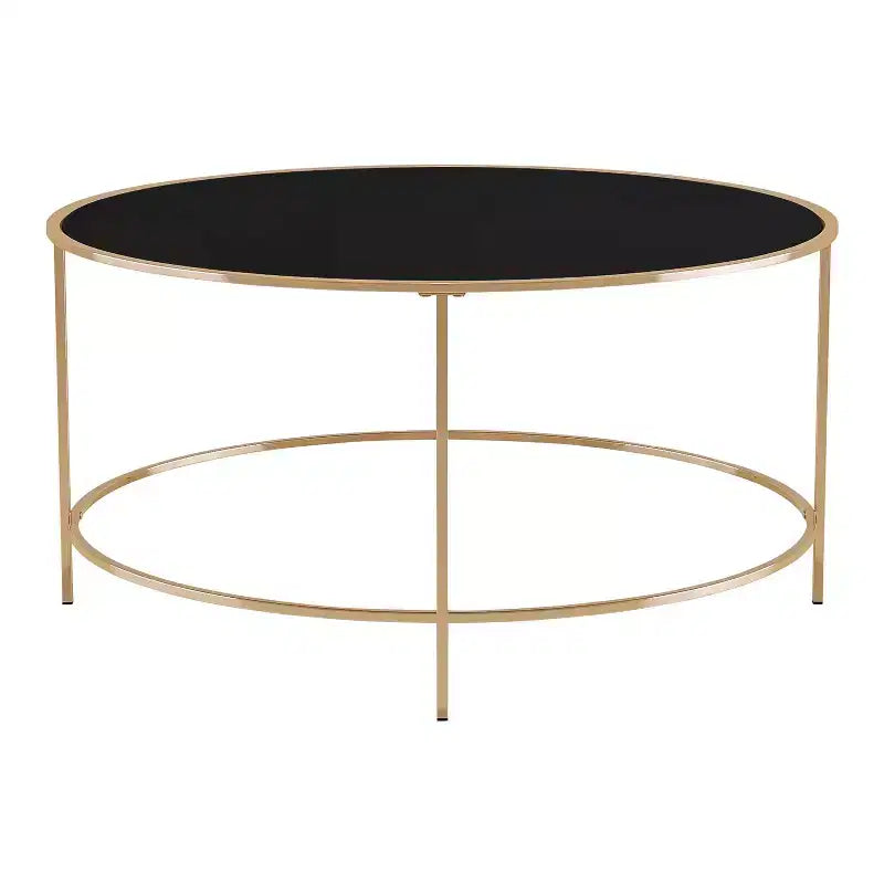Kincross Round Coffee Table with Glass Top - miBasics