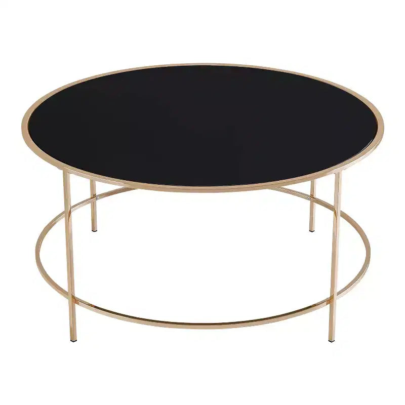 Kincross Round Coffee Table with Glass Top - miBasics