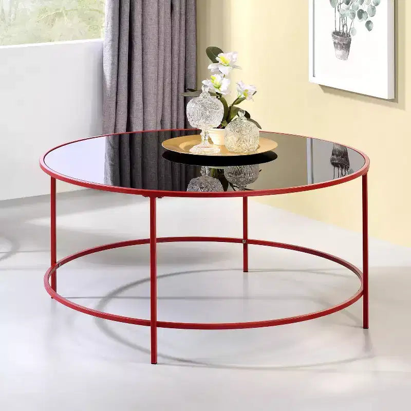 Kincross Round Coffee Table with Glass Top - miBasics