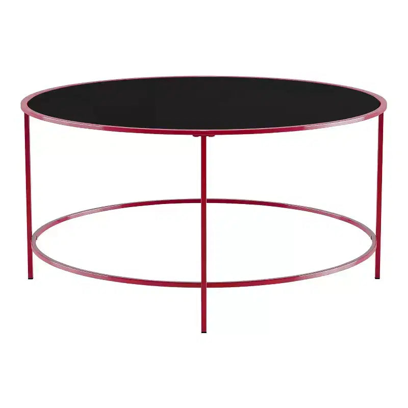 Kincross Round Coffee Table with Glass Top - miBasics