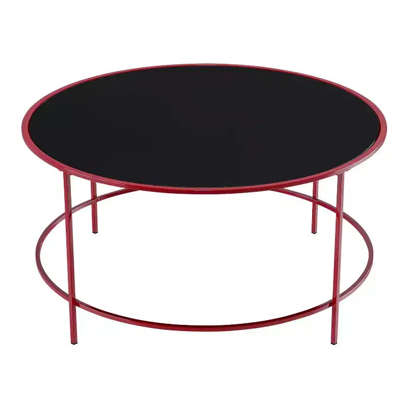 Kincross Round Coffee Table with Glass Top - miBasics