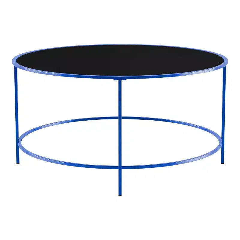 Kincross Round Coffee Table with Glass Top - miBasics