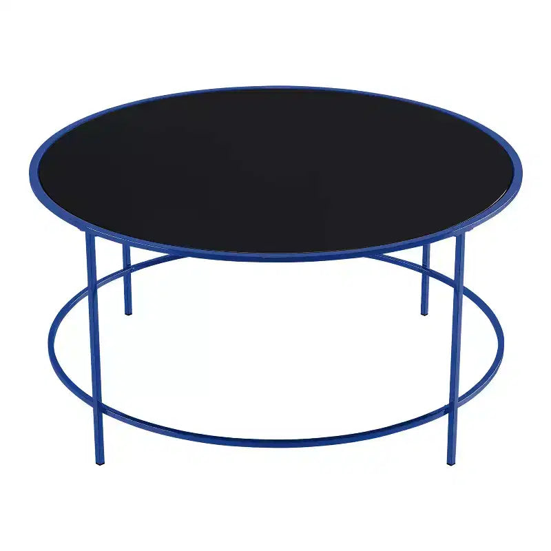 Kincross Round Coffee Table with Glass Top - miBasics