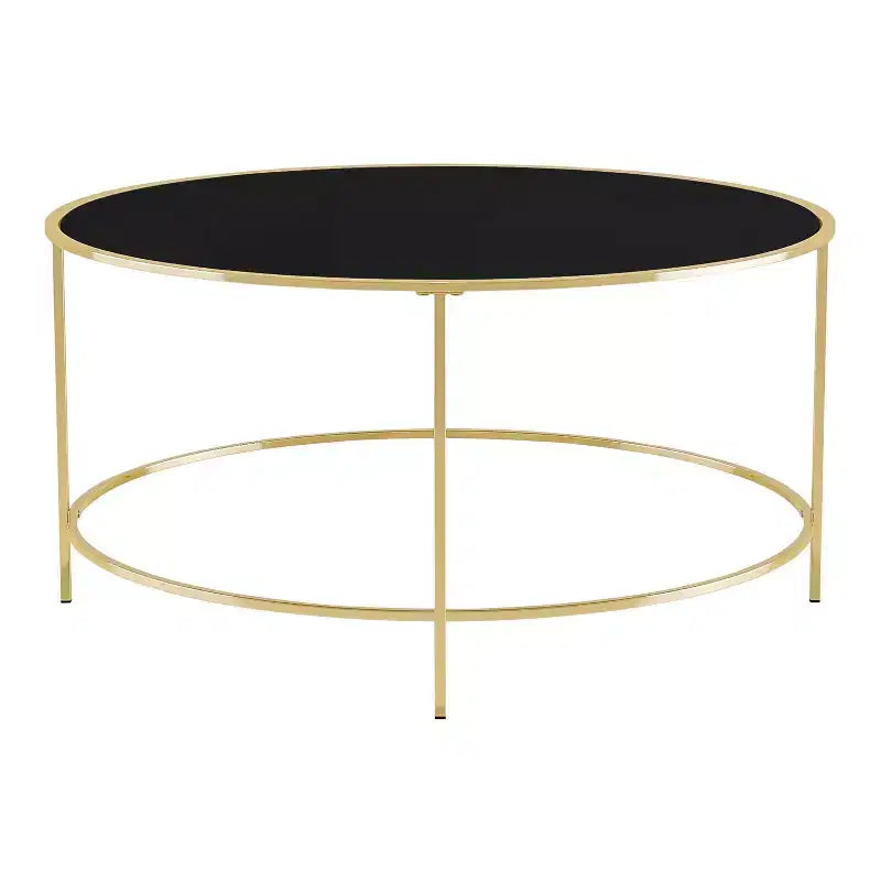 Kincross Round Coffee Table with Glass Top - miBasics