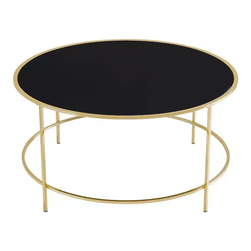 Kincross Round Coffee Table with Glass Top - miBasics
