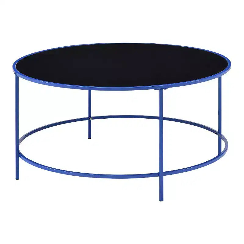 Kincross Round Coffee Table with Glass Top - miBasics