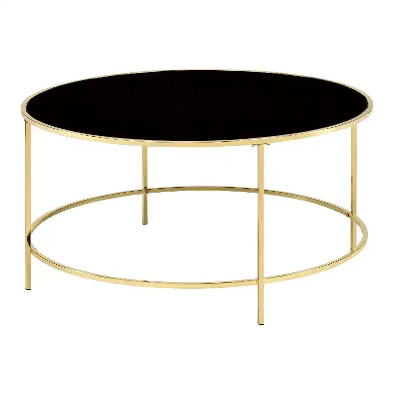 Kincross Round Coffee Table with Glass Top - miBasics