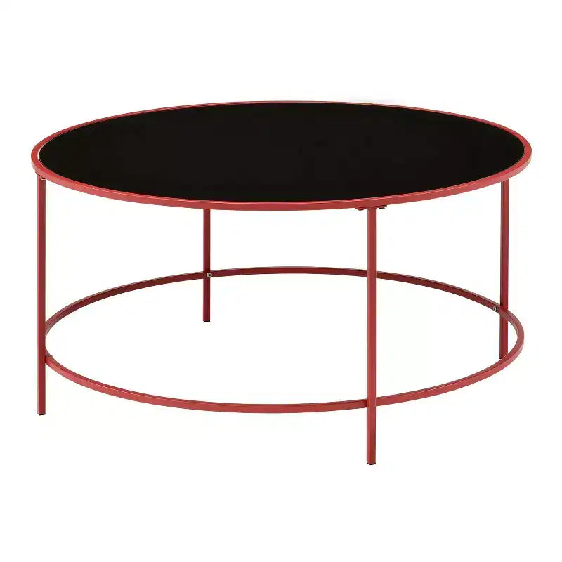 Kincross Round Coffee Table with Glass Top - miBasics