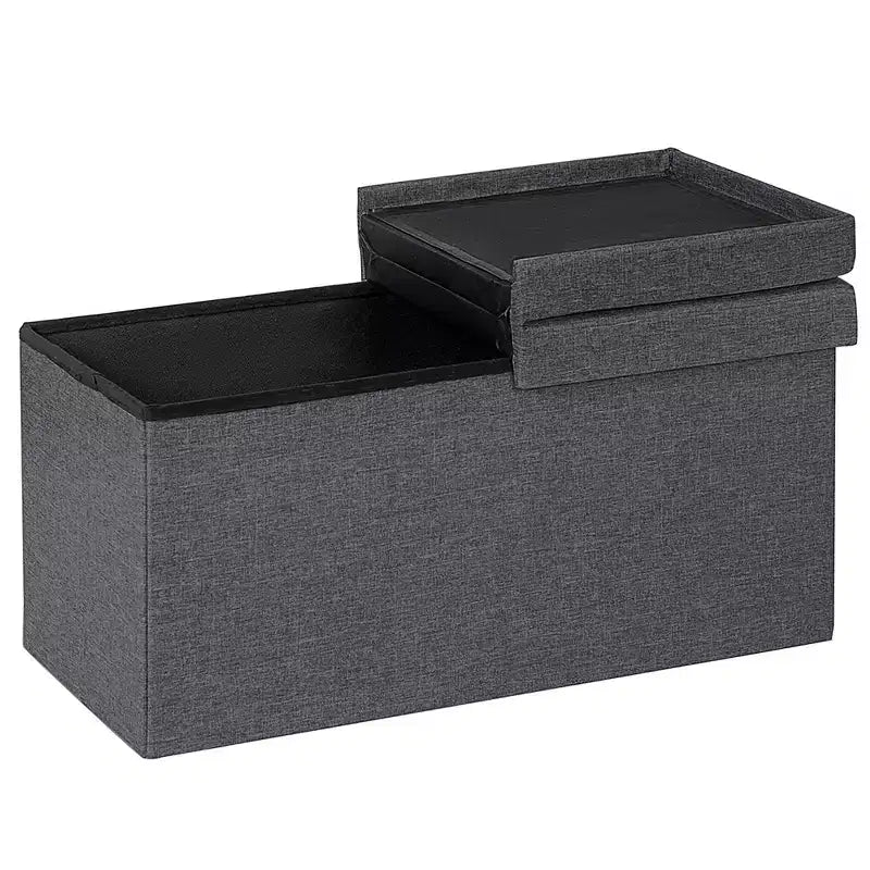 Costway 30'' Folding Storage Ottoman W/Lift Top Bed End Bench 80L Capacity Light Grey\Dark Grey