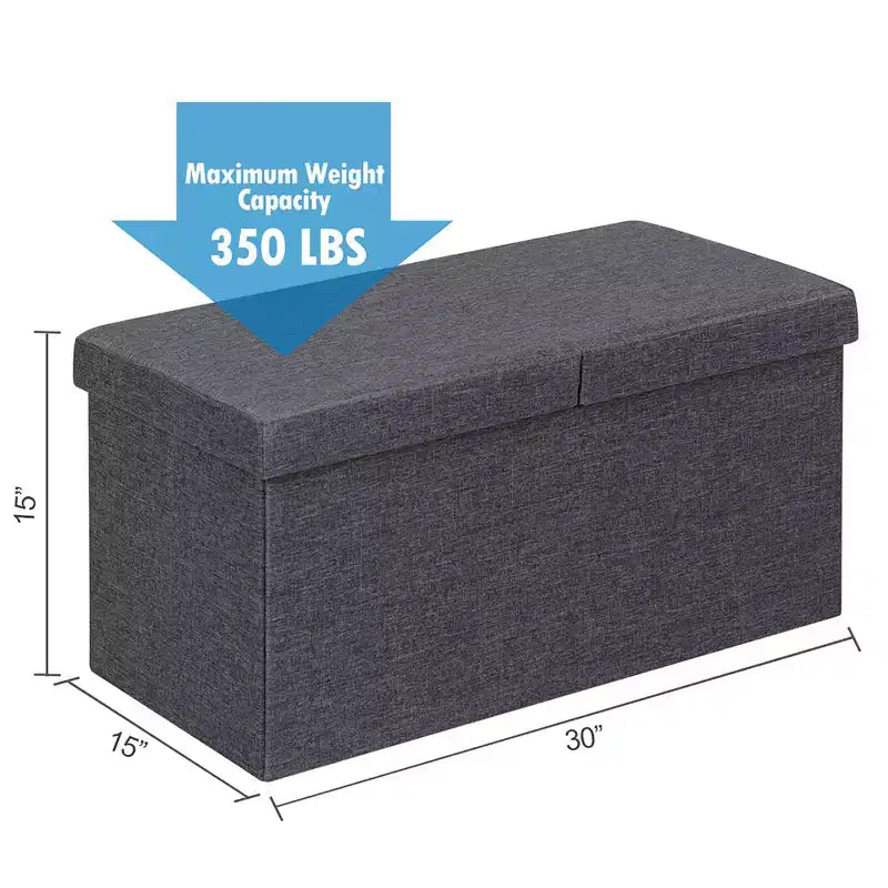 Costway 30'' Folding Storage Ottoman W/Lift Top Bed End Bench 80L Capacity Light Grey\Dark Grey