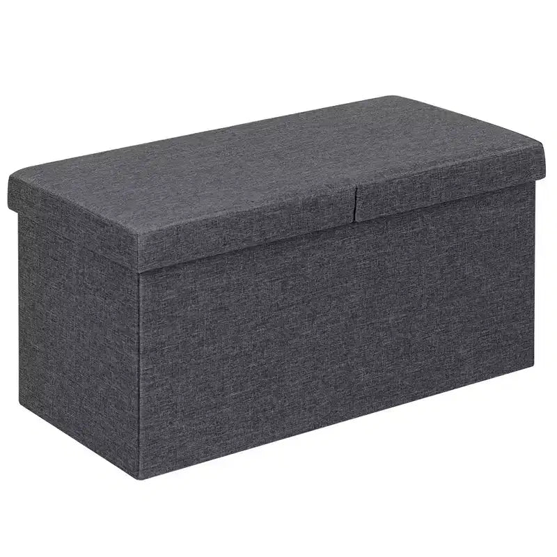 Costway 30'' Folding Storage Ottoman W/Lift Top Bed End Bench 80L Capacity Light Grey\Dark Grey