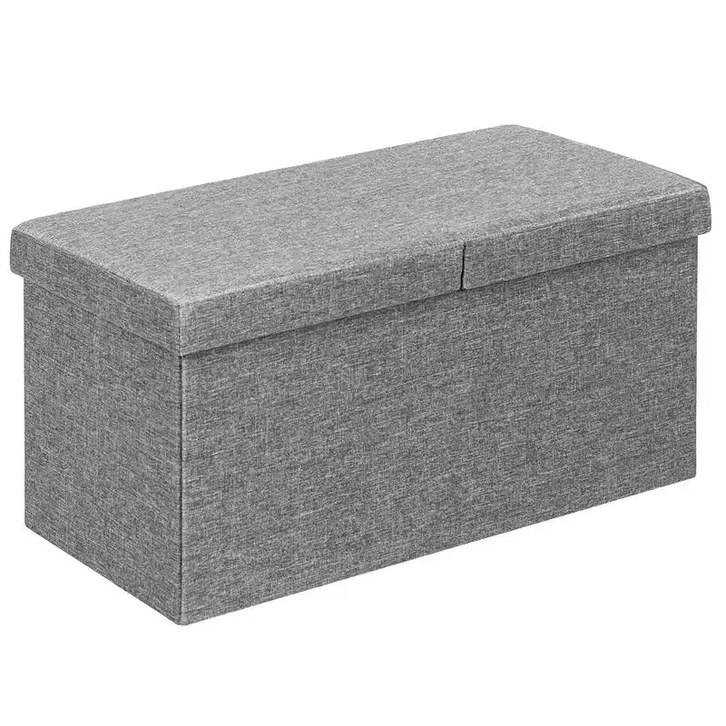 Costway 30'' Folding Storage Ottoman W/Lift Top Bed End Bench 80L Capacity Light Grey\Dark Grey