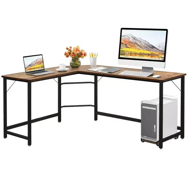 Costway L-Shaped Computer Desk Corner Workstation Study Gaming Table Home Office