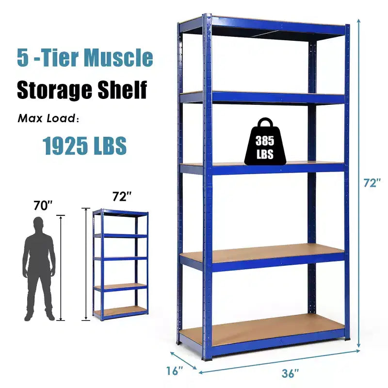 Costway 2PCS 72'' Heavy Duty Storage Shelf Steel Metal Garage Rack 5 Level Adjustable