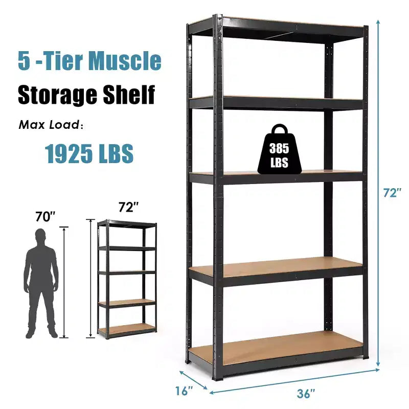 Costway 2PCS 72'' Heavy Duty Storage Shelf Steel Metal Garage Rack 5 Level Adjustable