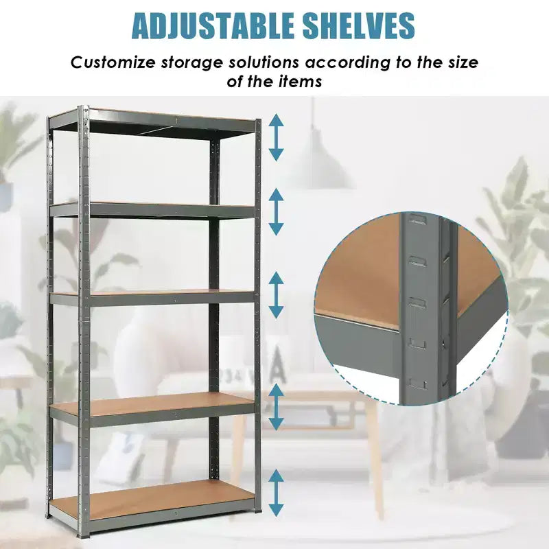 Costway 2PCS 72'' Heavy Duty Storage Shelf Steel Metal Garage Rack 5 Level Adjustable
