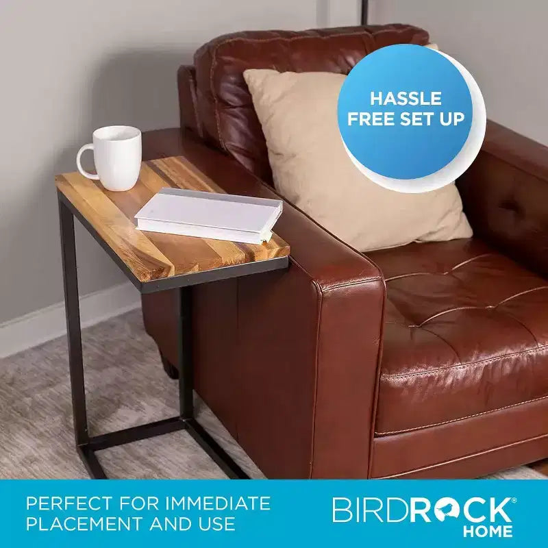 BirdRock Home Acacia Wood TV Tray C Shaped Side Table