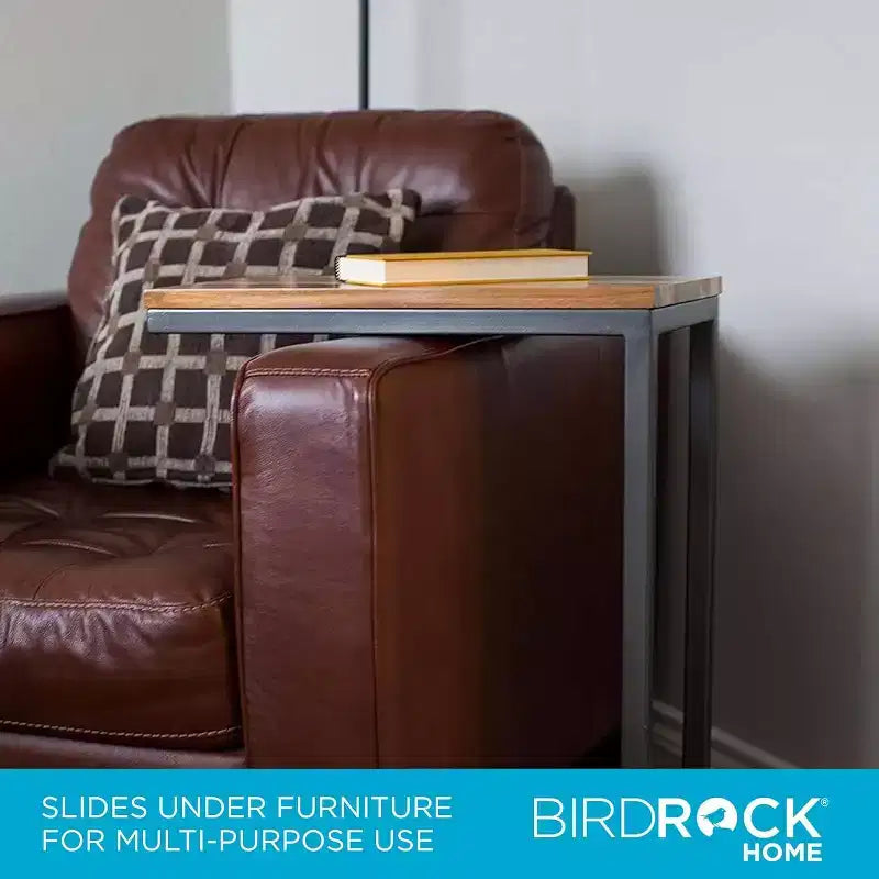 BirdRock Home Acacia Wood TV Tray C Shaped Side Table