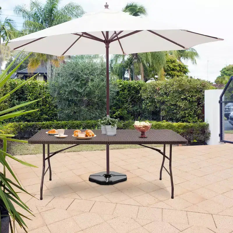 Costway 6' Folding Table Rattan Portable Indoor Outdoor Picnic Party Dining Camping