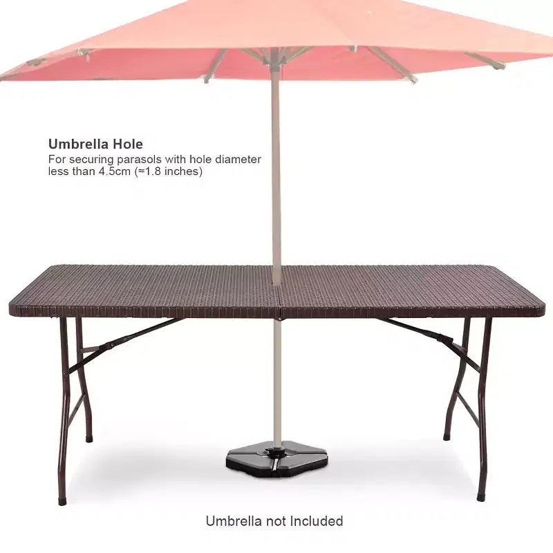 Costway 6' Folding Table Rattan Portable Indoor Outdoor Picnic Party Dining Camping