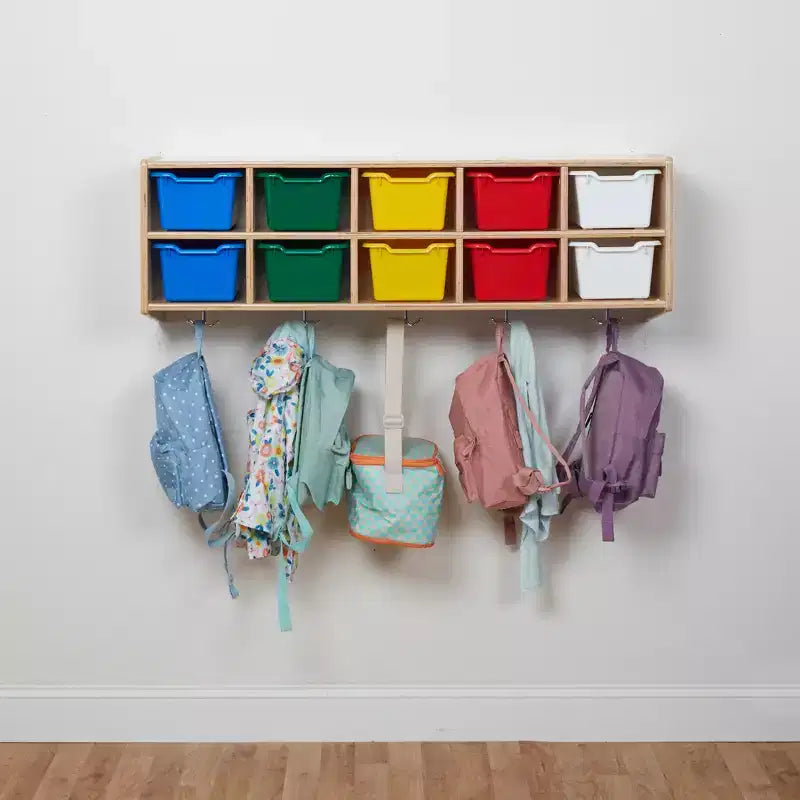 ECR4Kids Streamline 10-Section Hanging Coat Locker with 10 Scoop Front Bins, Cubby Storage