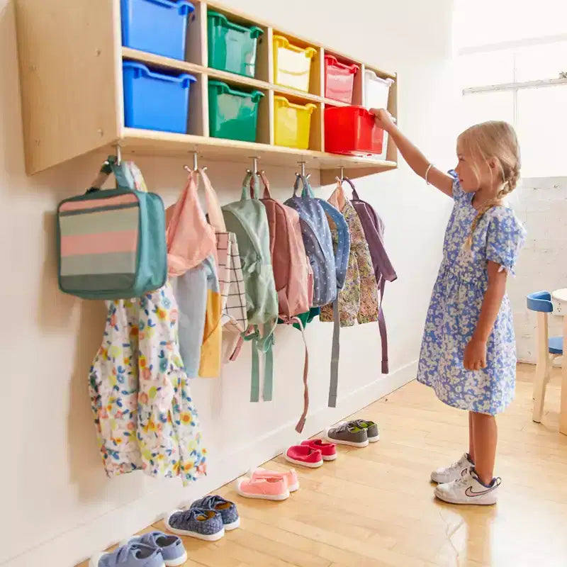 ECR4Kids Streamline 10-Section Hanging Coat Locker with 10 Scoop Front Bins, Cubby Storage