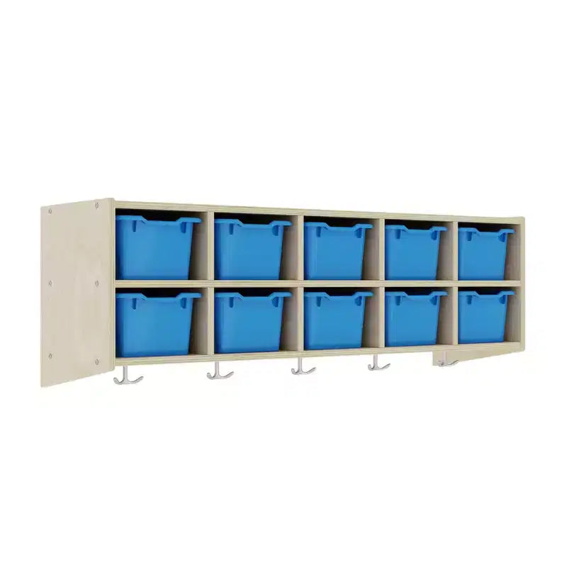 ECR4Kids Streamline 10-Section Hanging Coat Locker with 10 Scoop Front Bins, Cubby Storage
