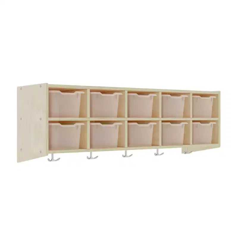 ECR4Kids Streamline 10-Section Hanging Coat Locker with 10 Scoop Front Bins, Cubby Storage